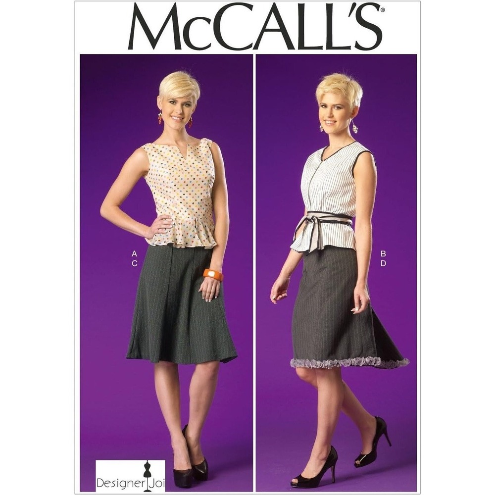 McCall's Sewing Pattern 7017 Misses Size 6-14 Top Skirt Peplum High-Low Uncut FF